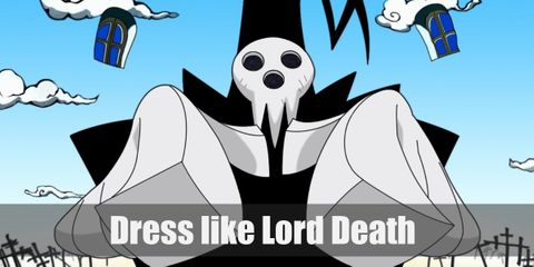 Lord Death costume is black cloak and hat with extra twist and scythe as his weapon.