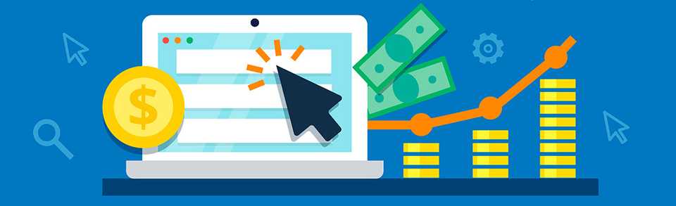 Exibindo um notebook com moedas e dinheiro ao redor, exemplificando tráfego pago