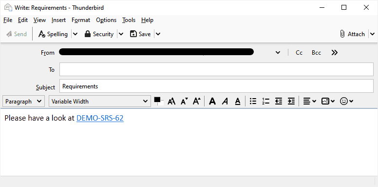 Paste a ReqView URL into an email