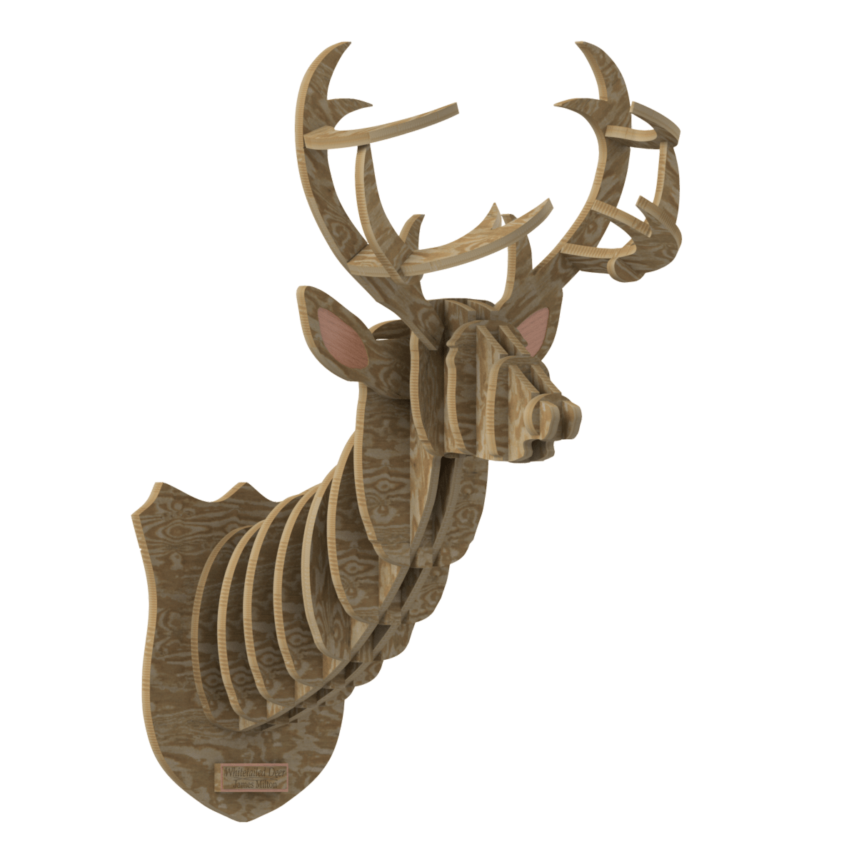 as level flatpack wooden deer head render