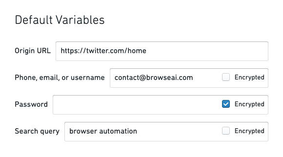 Task input parameters