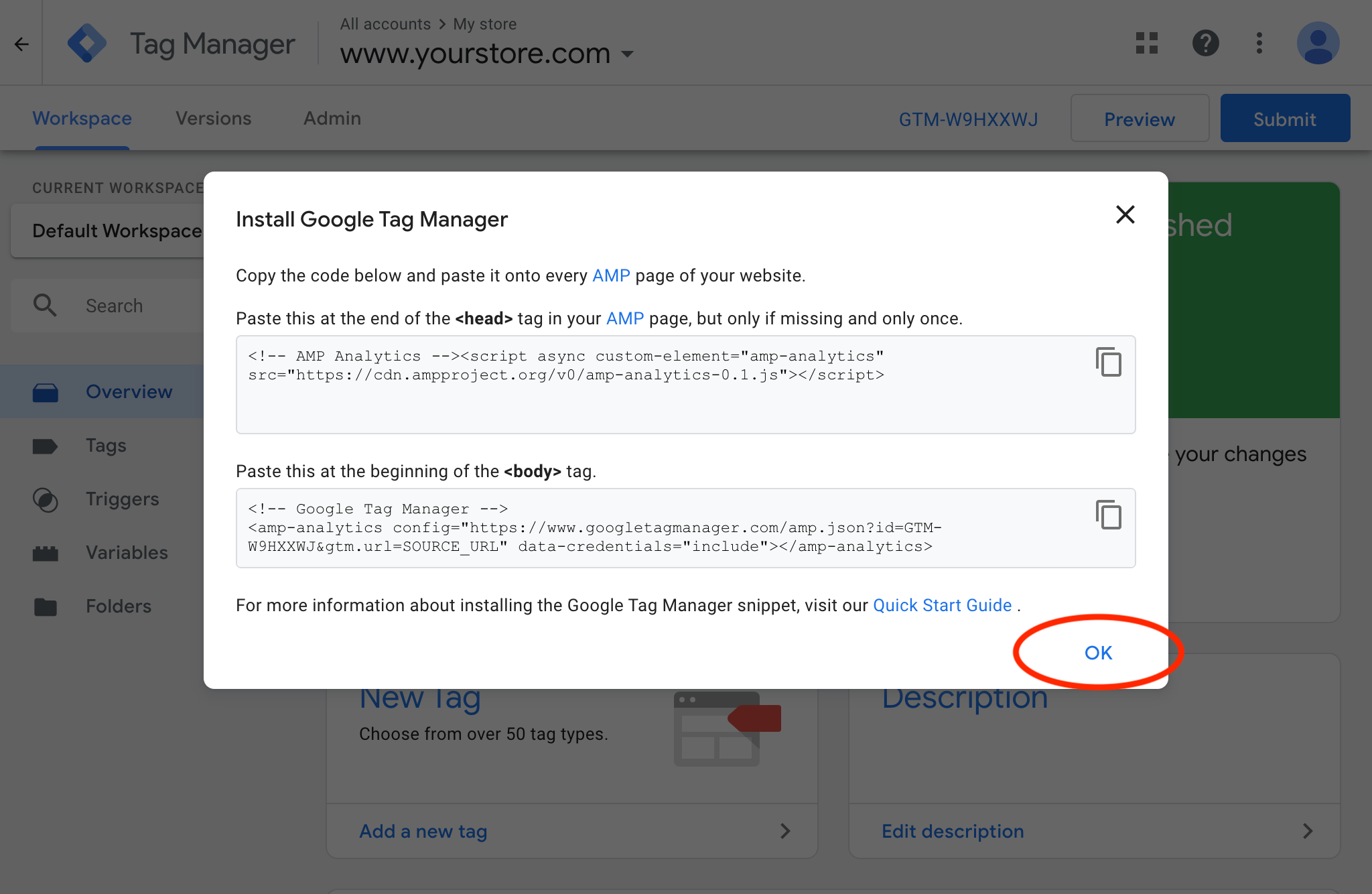 Google Tag Manager: Save