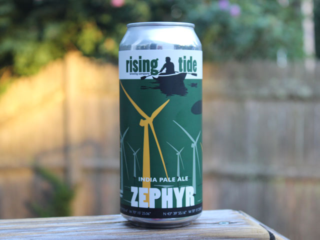 Zephyr, an IPA brewed by Rising Tide Brewing Company