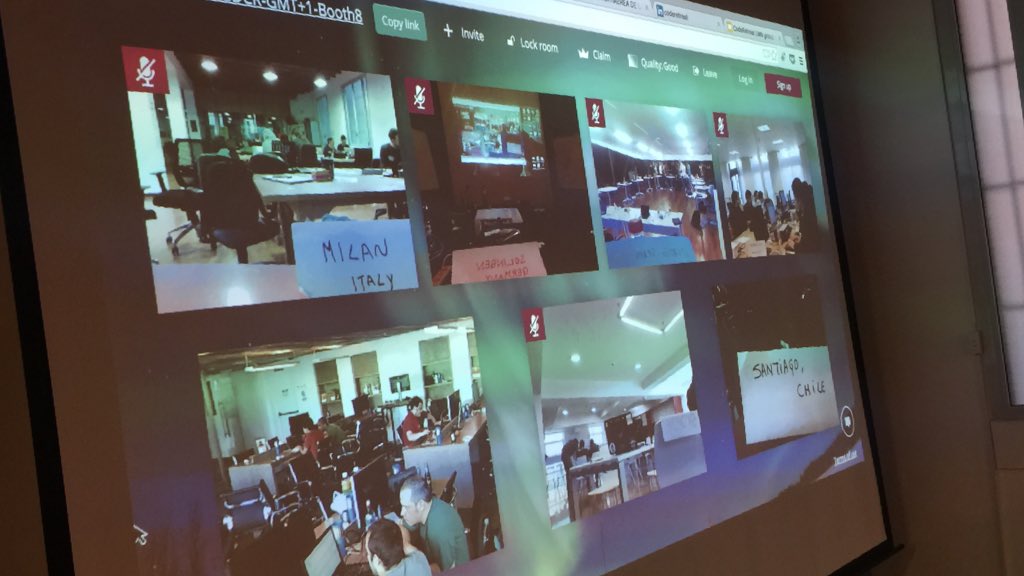 A photo of the videobooths at a coderetreat showing lots of other events participating at the same time