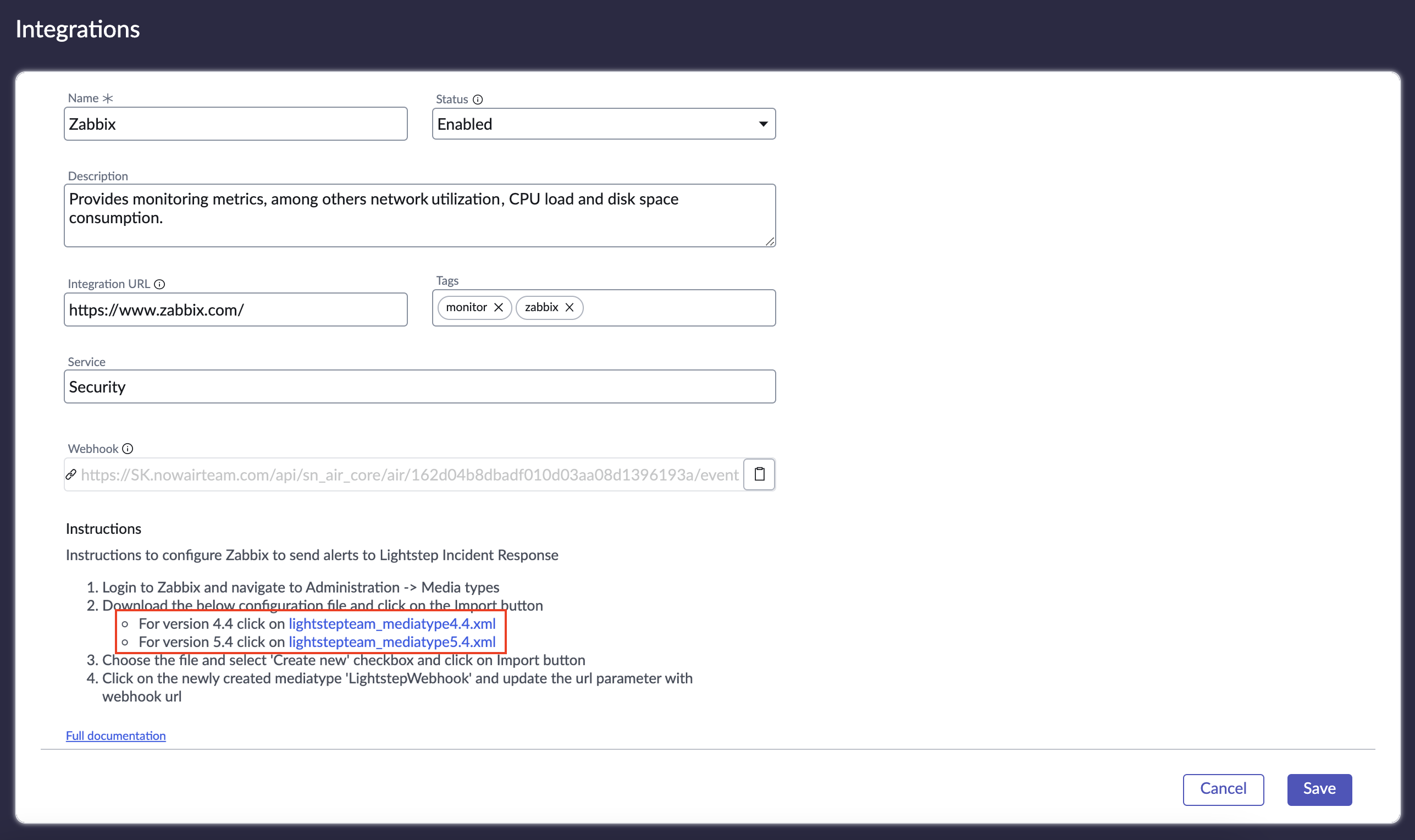 Links for Zabbix configuration files.