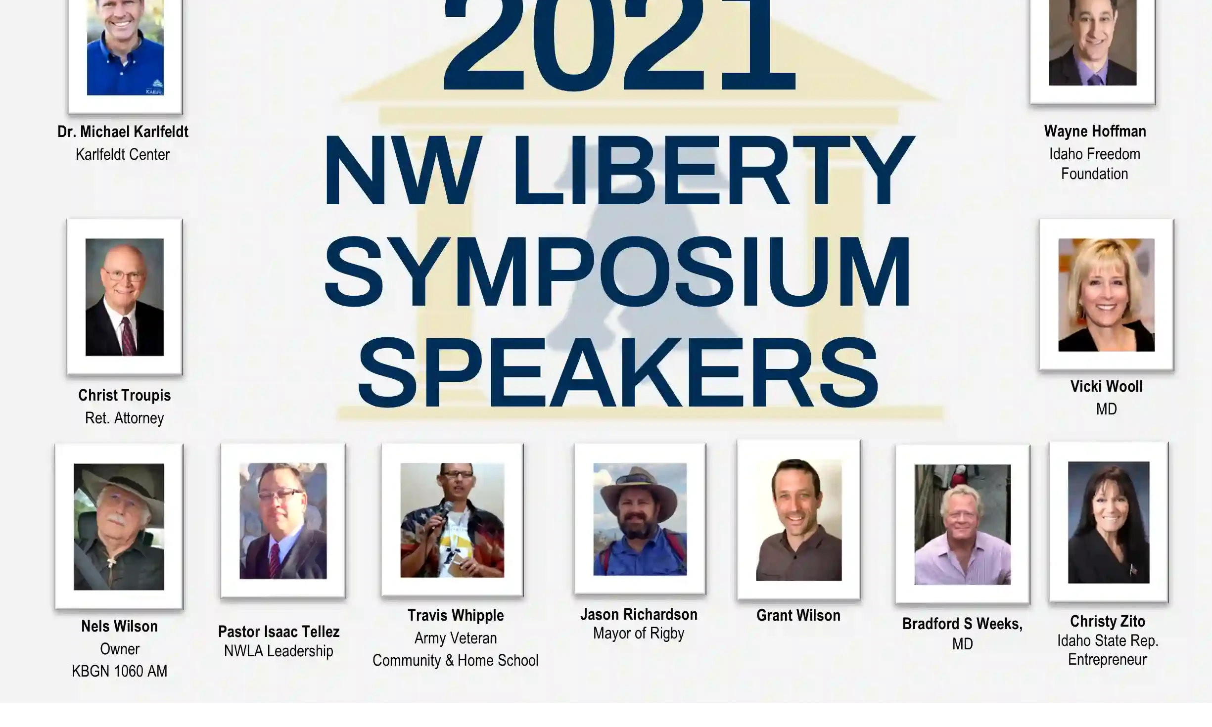 Roster of Speakers at the 2021 NW Liberty Symposium