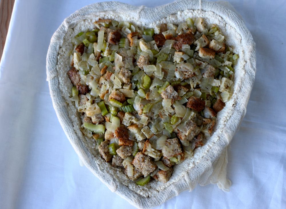 Tofu and stuffing for vegan thanksgiving