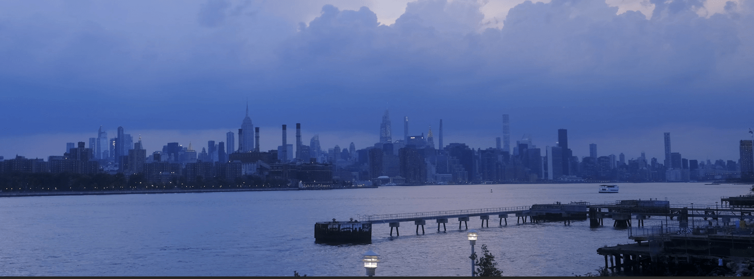 The New York skyline at night