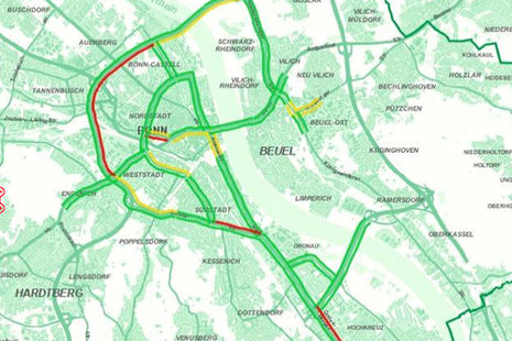 Screenshot aktuelle Verkehrslage mit Stau