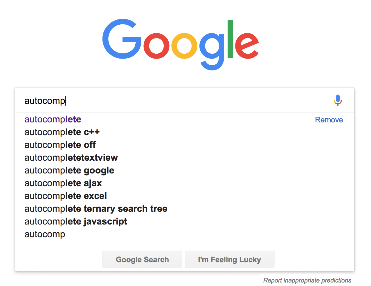 Google example - autocomplete