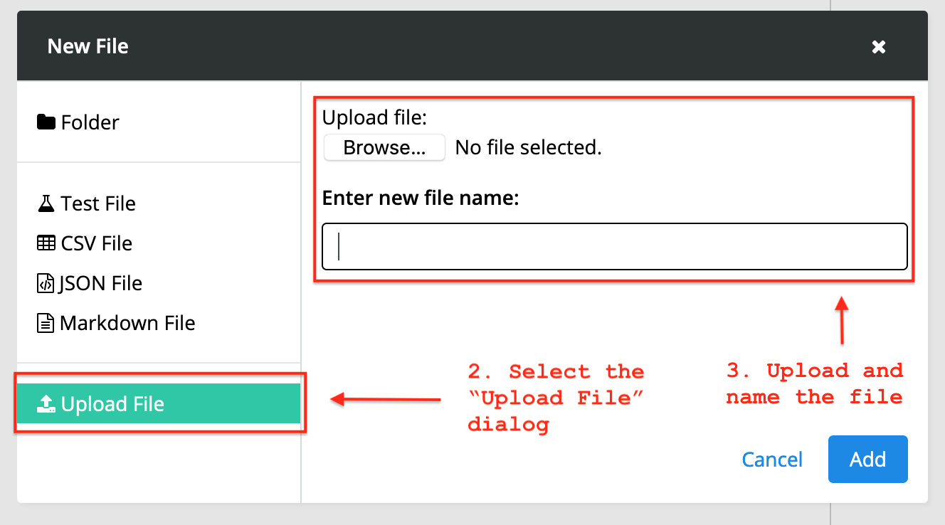 Upload a file to the project