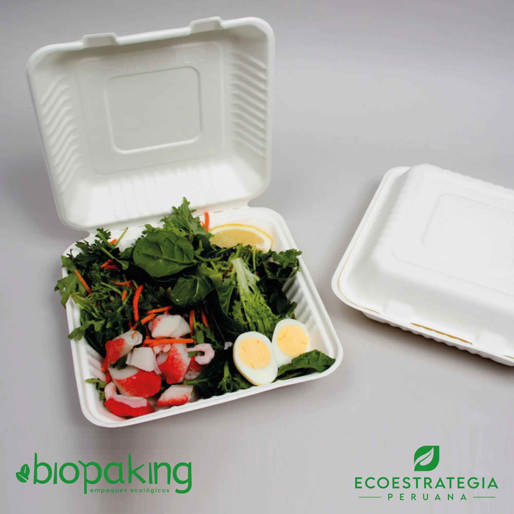 Este envase biodegradable CT1 tiene una capacidad de 1500ml. Taper biodegradable a base del bagazo de fibra de caña de azúcar, empaques de gramaje ideal para comidas frías y calientes