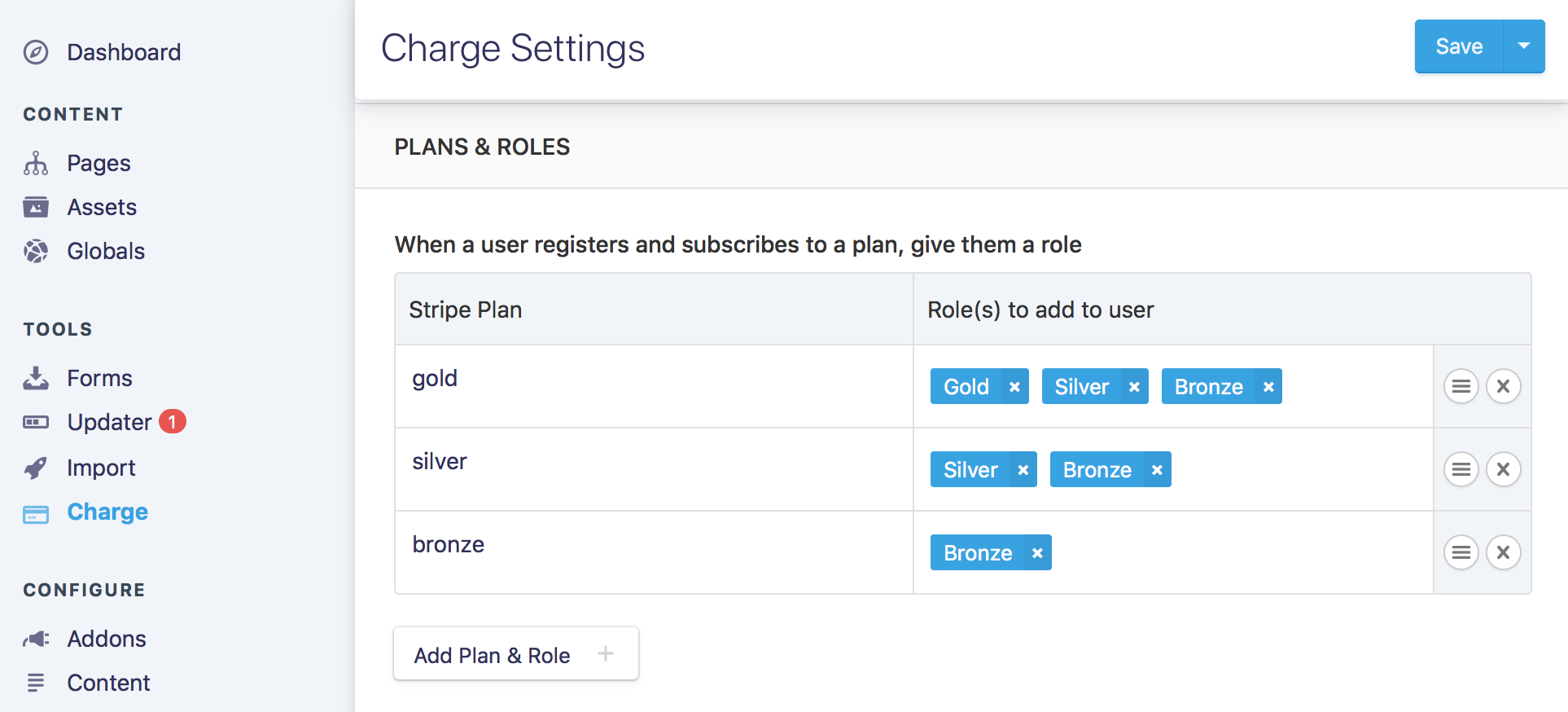 Mapping Stripe plans to Roles in the Statamic Control Panel with Charge