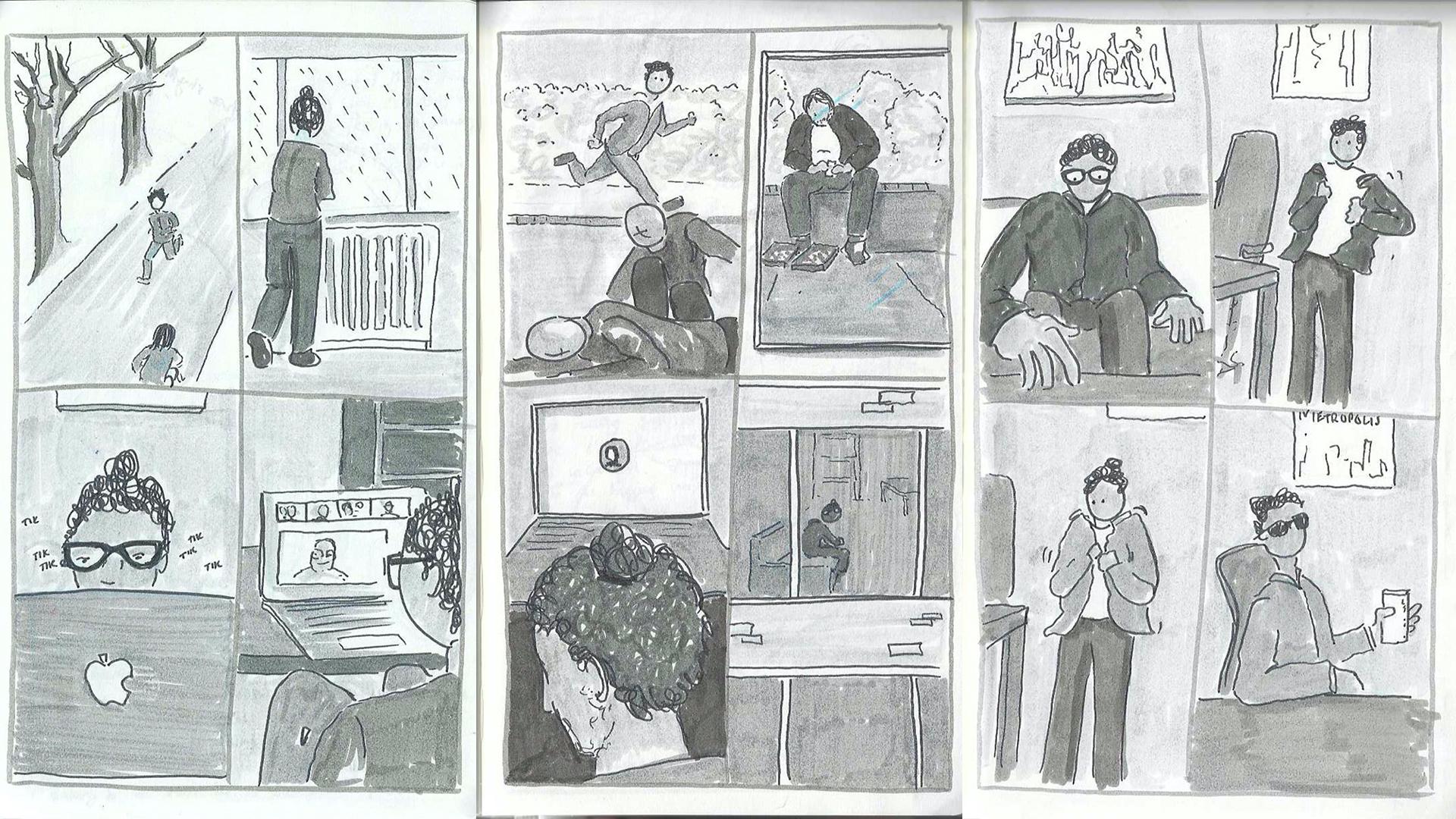 A comic journal page from Adam Westbrook&rsquo;s sketchbook