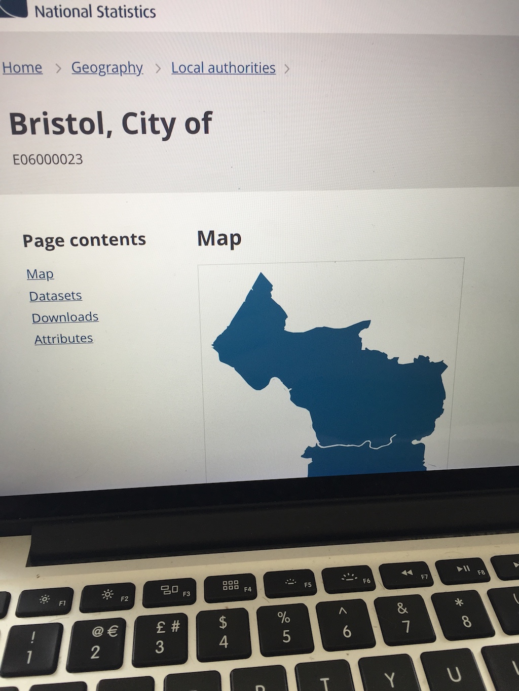 A prototype website page showing Bristol city and a map