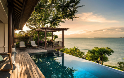 Your sunset won't get more private than this. The Four Seasons offers private pool villas overlooking the Indian Ocean.