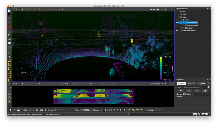 Ouster studio analyzing lidar data