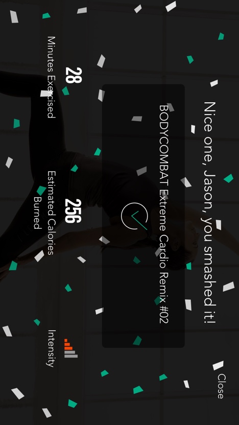 Screenshot of Les Mills mobile app user dashboard