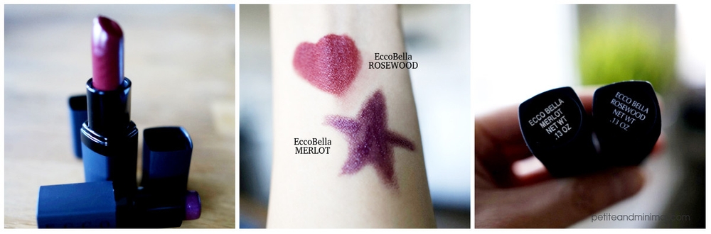 Ecco Bella Lipsticks Merlot and Rosewood Swatch