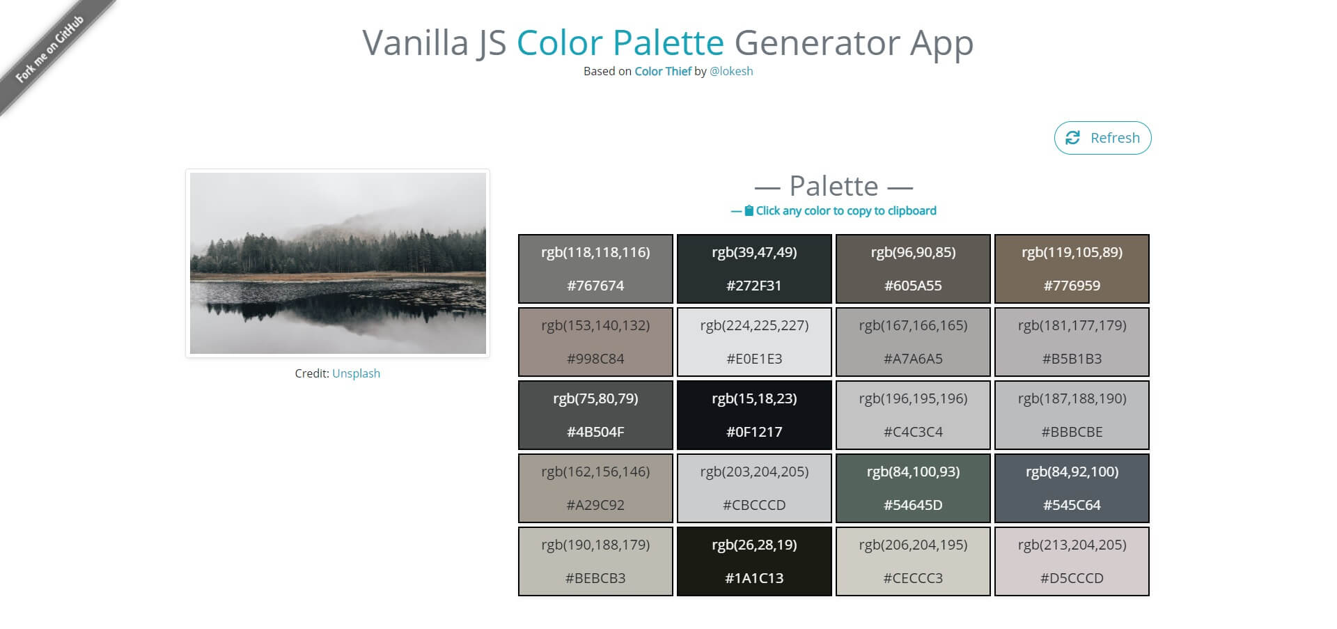 Color Palette Generator Website