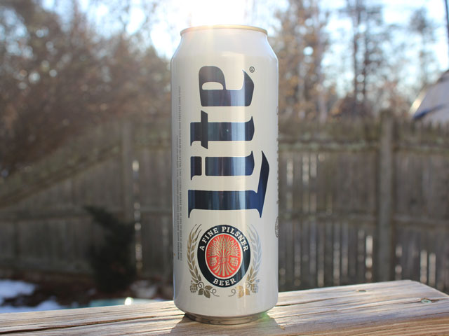 A tallboy can of Miller Lite, a 4.2% ABV beer