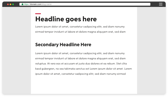 A page layout featuring a primary and secondary heading. Each headline is left-aligned.