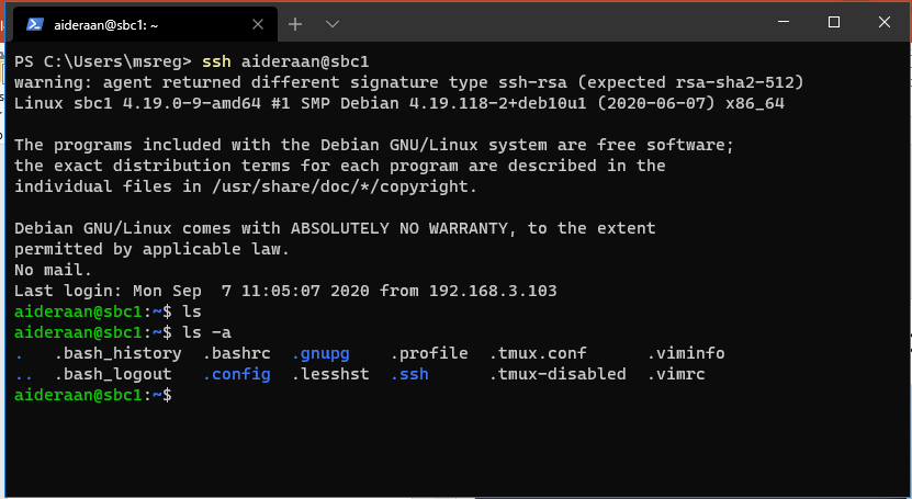 Screenshot of a Pi OS SSH login screen