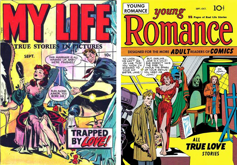 the covers of comic books with 1940s women and men