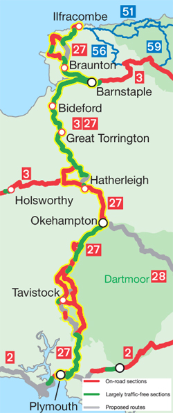 Cycle routes in Devon