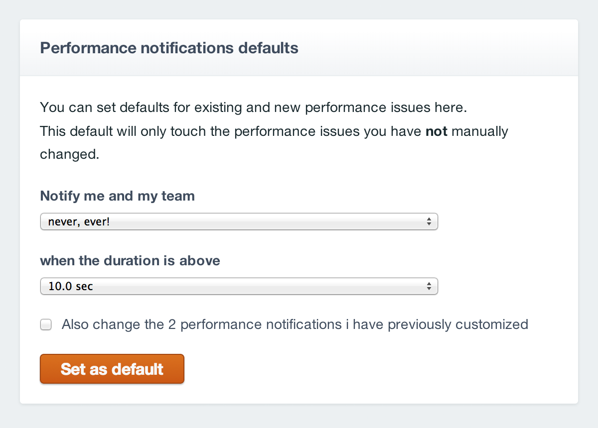 Tweak performance notifications