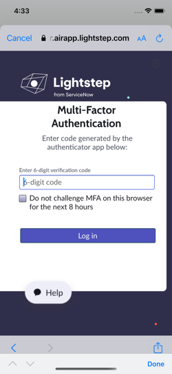 The multi-factor authentication screen.