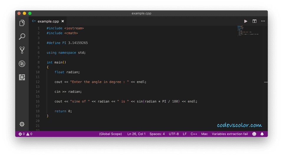 C++ sin() function explanation with example - CodeVsColor