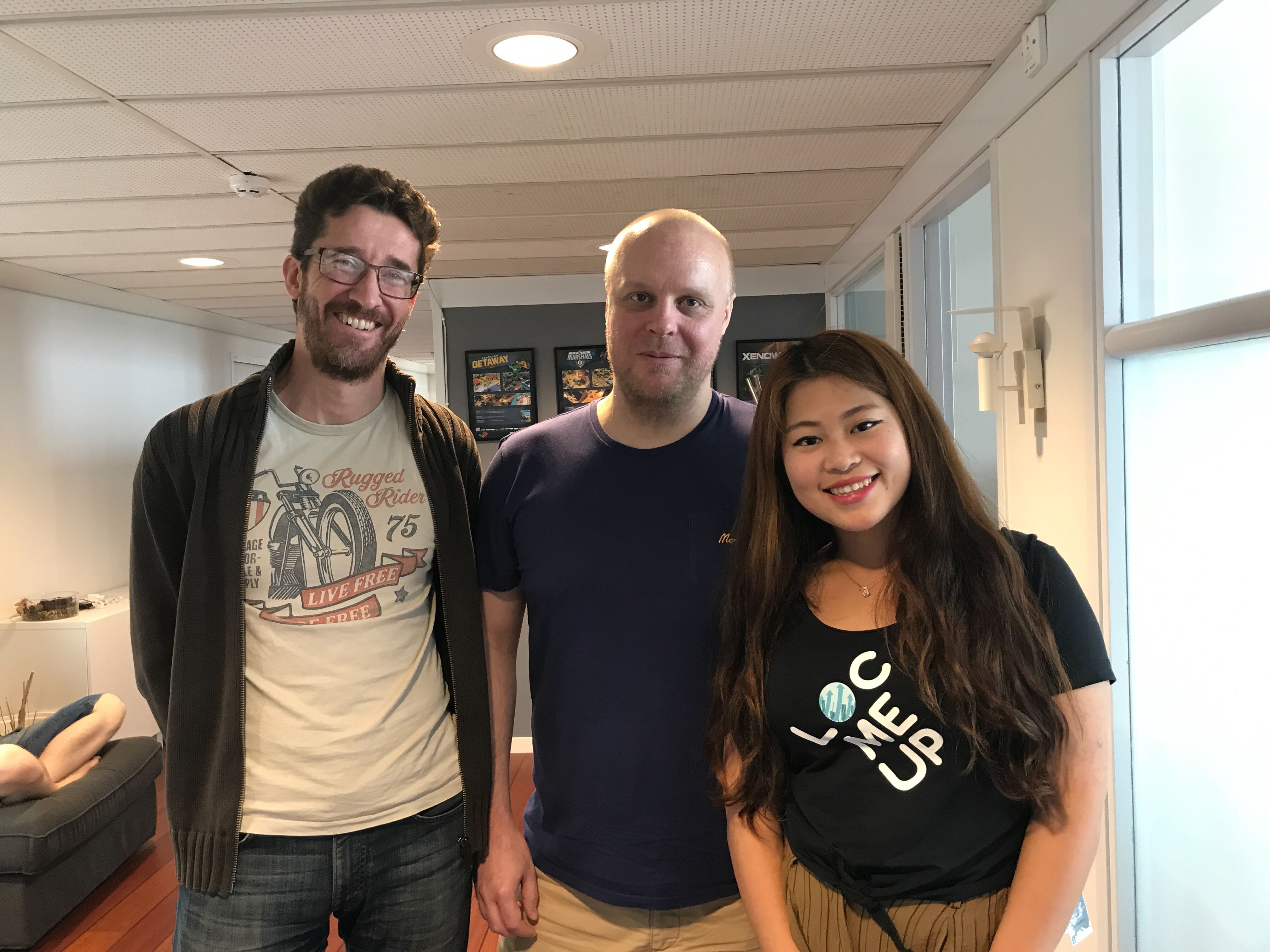 Pixelbite founders Mattias Olsson and Anders Blom with LocalizeDirect BD manager Dolly Dai