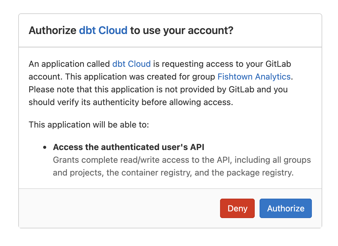 GitLab Authorization Screen