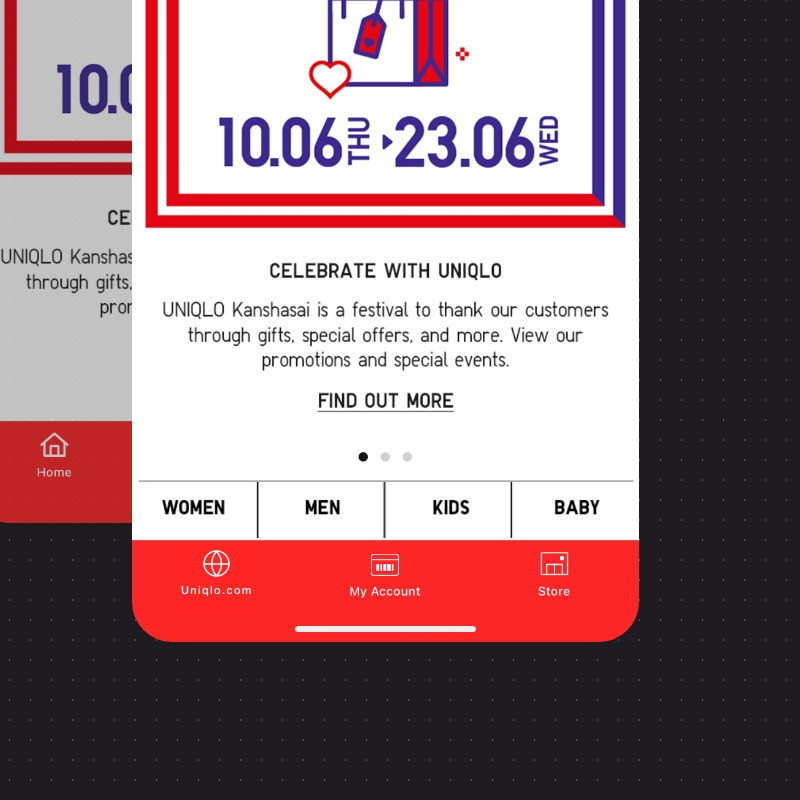 Home icon change in Uniqlo's mobile app