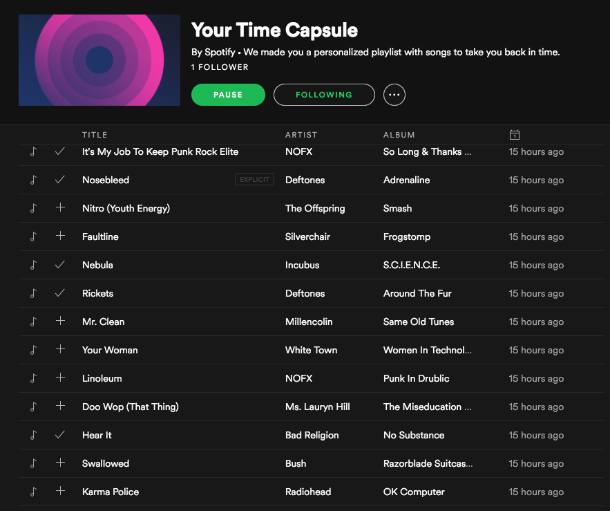 Kumbu Spotify Time Capsule Playlist