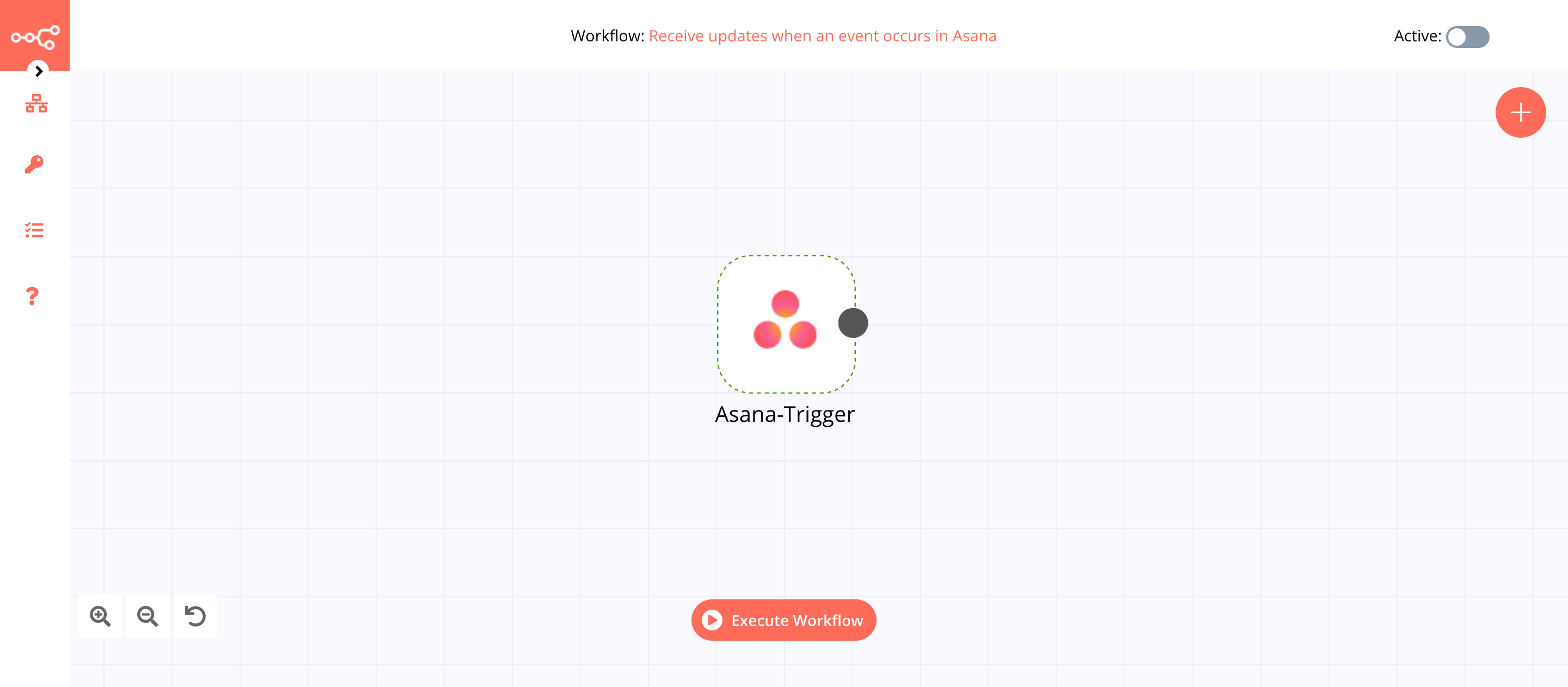A workflow with the Asana Trigger node