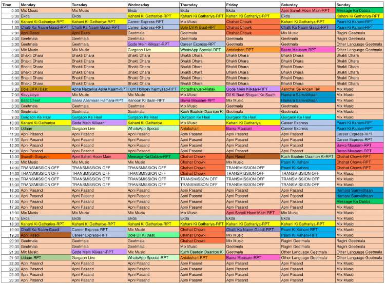 GKA daily broadcast schedule