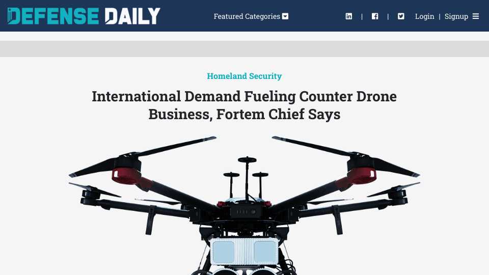 International Demand Fueling Counter Drone Business, Fortem Chief Says