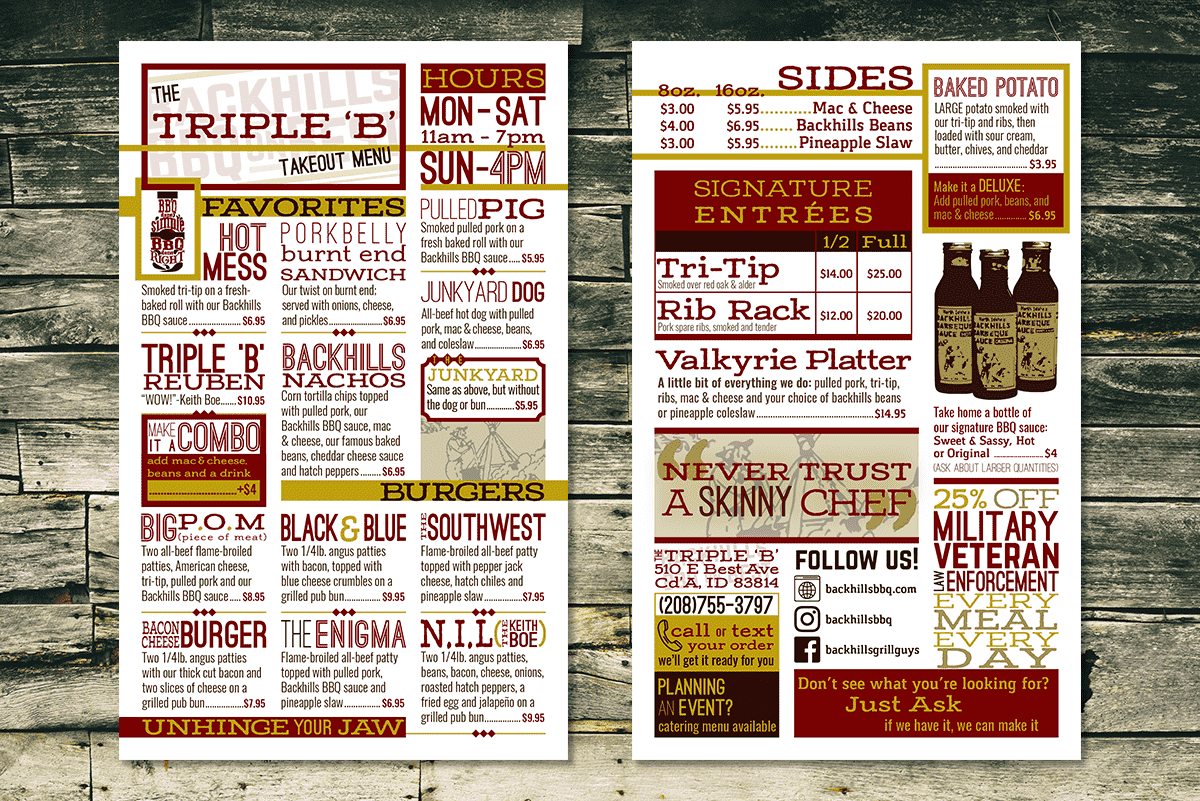 Restaurant menu by Lydia Ramus.