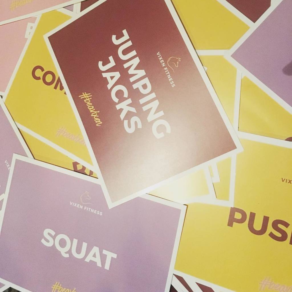 A set of exercise place cards for use in circuit classes