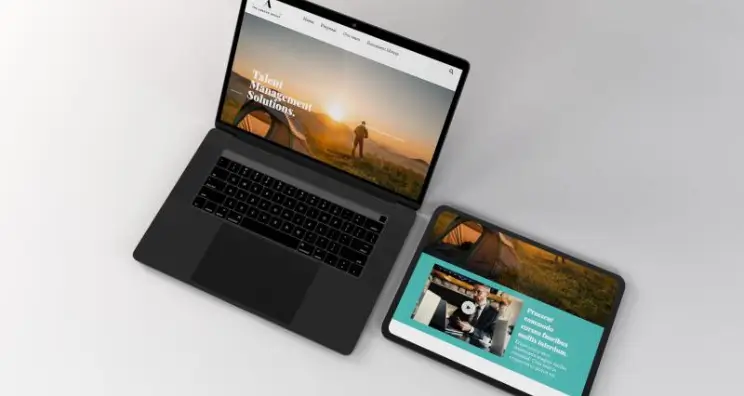 Microsite mockups on a laptop and a smartphone