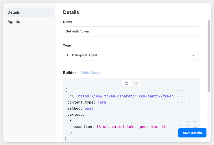 HTTP Request Agent Credential Options
