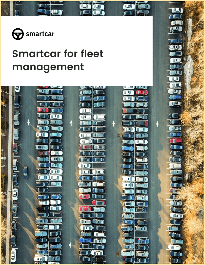 Front-page of Smartcar’s fleet management white paper showing rows of parked cars in a parking lot from a bird’s eye view