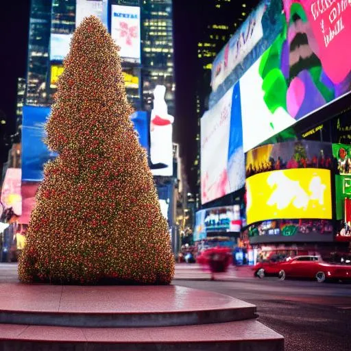 Christmas tree outdoors in Times Square
