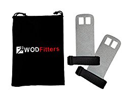 WODFitters Textured Leather Hand Grips For Cross Training, Kettlebells, Powerlifting, Chin Ups, Pull Ups, WODs & Gymnastics - With Grips Storage Pouch