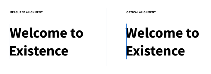 Example of measured vs optical alignment