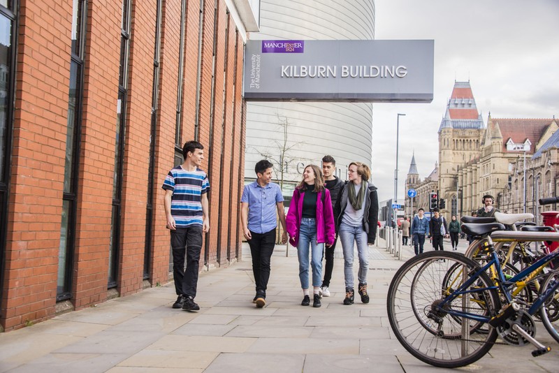University of Manchester students walking on campus