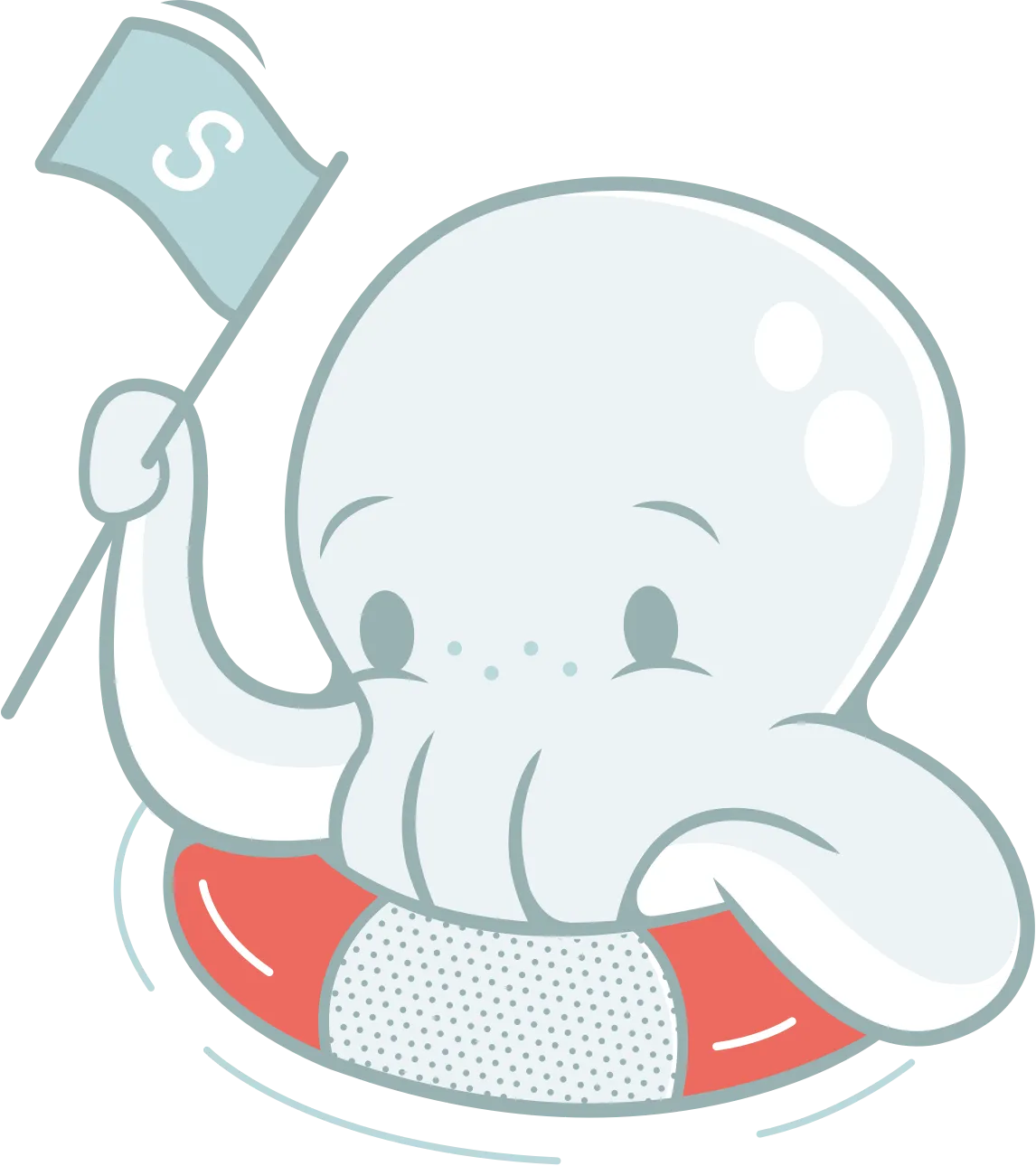 Ship Shape octopus mascot in an innertube