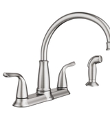 image MOEN Brecklyn 2-Handle Standard Kitchen Faucet with Side Sprayer in Spot Resist Stainless